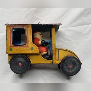 Department 56 Santa Delivery Truck Chrismas Ornament Handpainted Tin Distressed